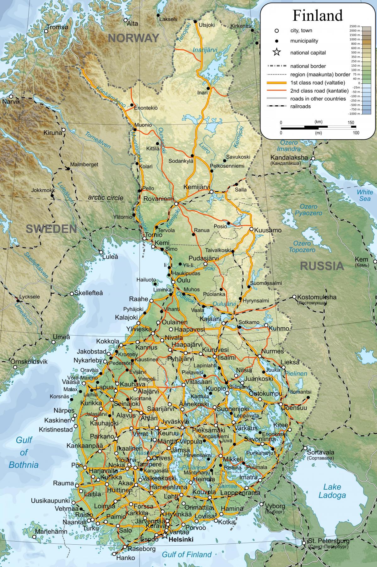 Karta je detaljna karta Finskoj