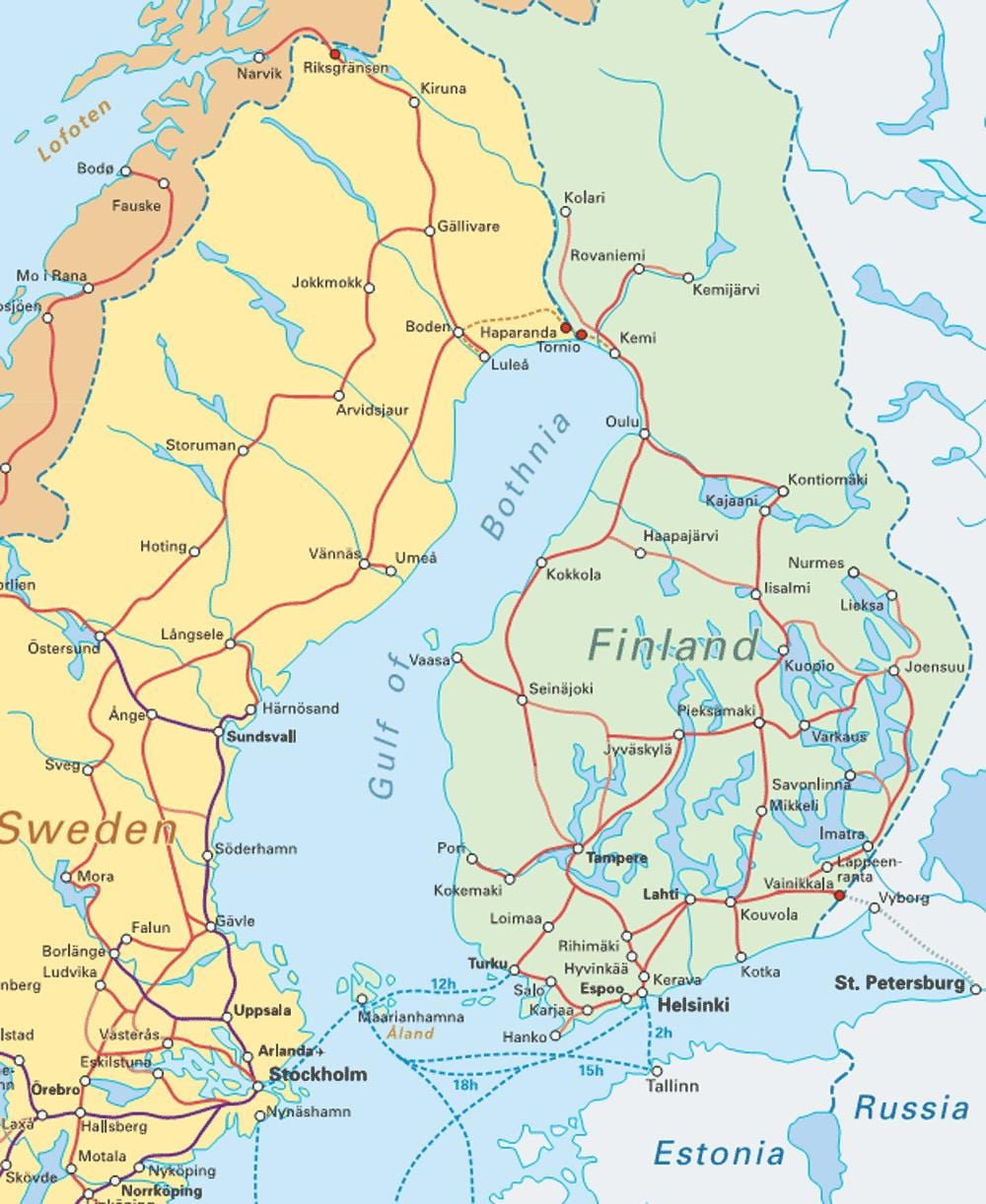 Finska vlakom na karti