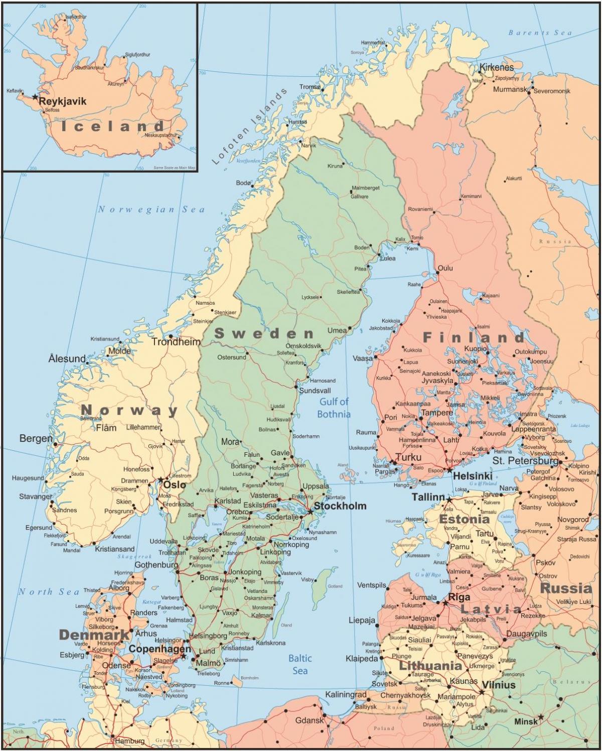 Karta Finske i susjednih zemalja