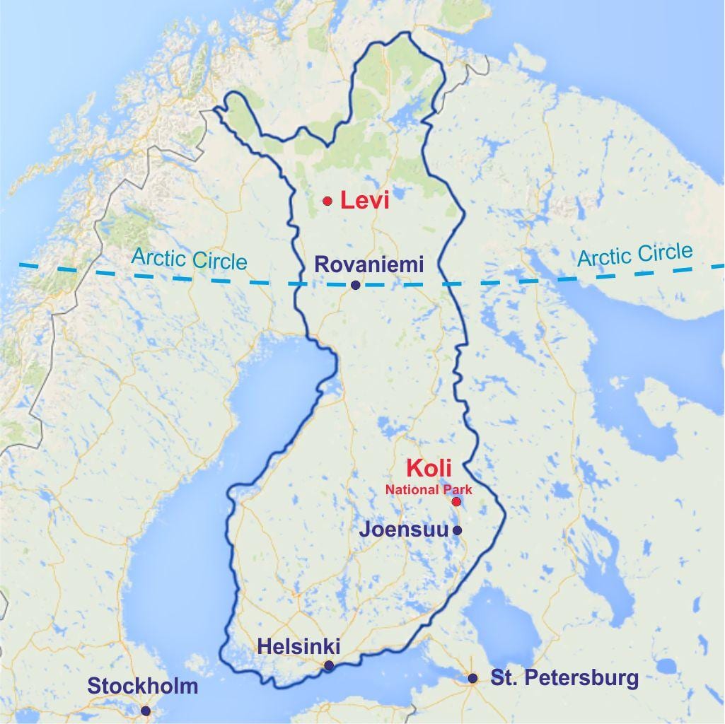 Rovaniemi na karti Finskoj