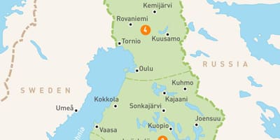 Karta jezera Finske